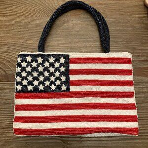 Valerie Stevens Vintage Beaded American Flag Mini Handbag